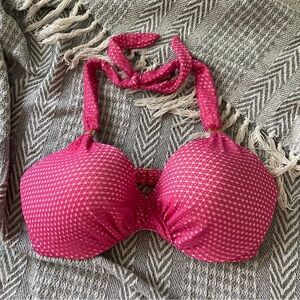 Victoria’s Secret 36D Pink Textured Bikini Swim Top Bra Underwire Halter